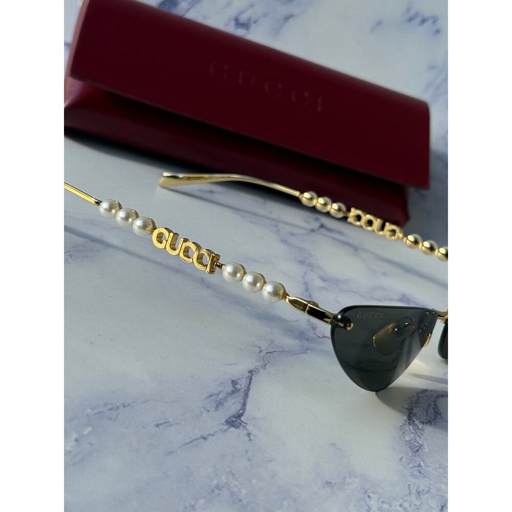 NEW Gucci GG1920S Gold Cat Eye Pearl Sunglasses - Picture 6 of 10